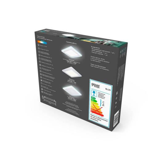 Встраиваемый светодиодный светильник Gauss Backlight BL125