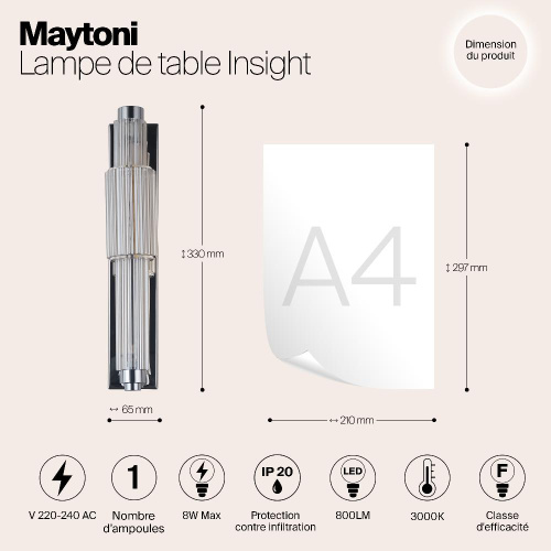 Настенный светильник Maytoni Verticale MOD308WL-L9CG3K Настенный светильник Maytoni Verticale MOD308WL-L9CG3K