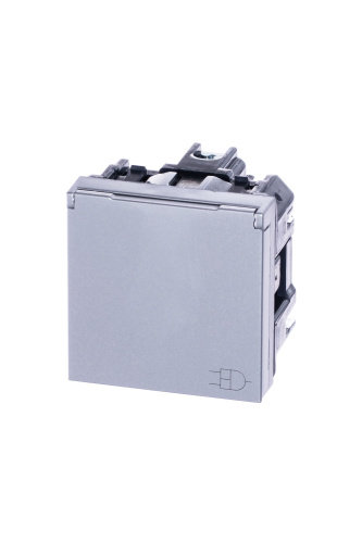 Розетка ABB Zenit с/з 16A 250V со шторками крышкой винтовой зажим серебро 2CLA228810N1301