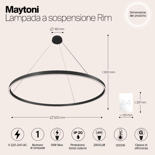 Подвесной светильник Maytoni MOD058PL-L65B3K