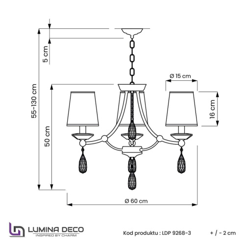 Подвесная люстра Lumina Deco Dominni LDP 9268-3 GD Подвесная люстра Lumina Deco Dominni LDP 9268-3 GD