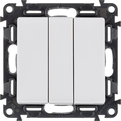 Выключатель трехклавишный Legrand Valena Life 10A 250V белый 752403