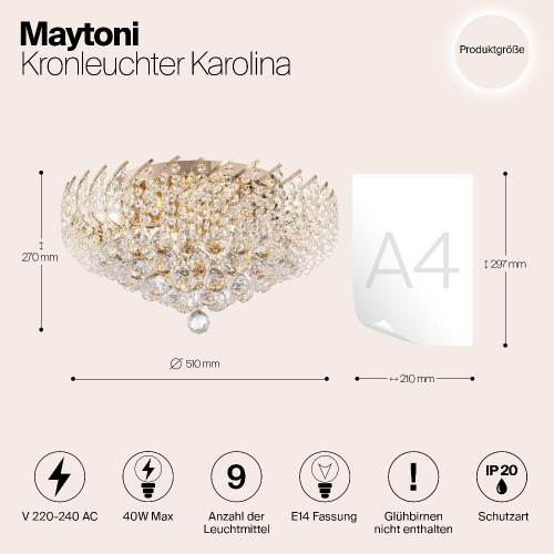 Потолочная люстра Maytoni Karolina DIA120-09-G