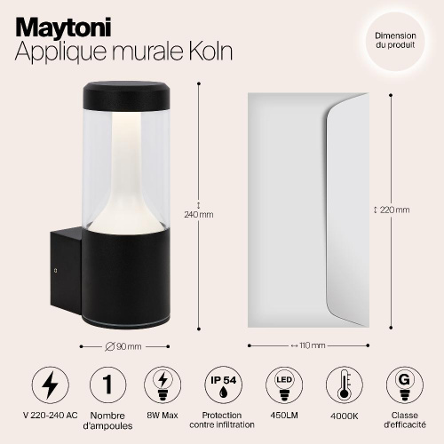 Уличный настенный светодиодный светильник Maytoni Koln O590WL-L8B4K Уличный настенный светодиодный светильник Maytoni Koln O590WL-L8B4K