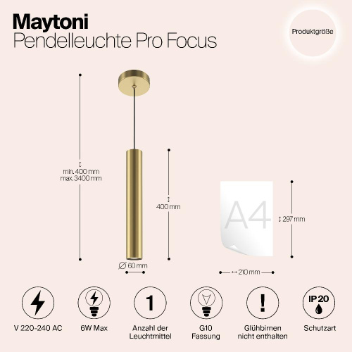 Подвесной светильник Maytoni MOD161PL-01G1