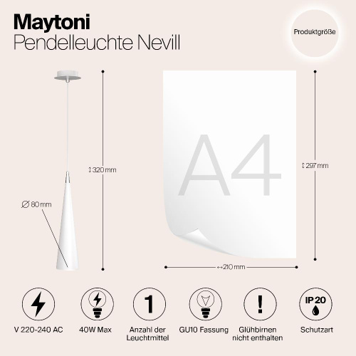 Подвесной светильник Maytoni Nevill P318-PL-01-W