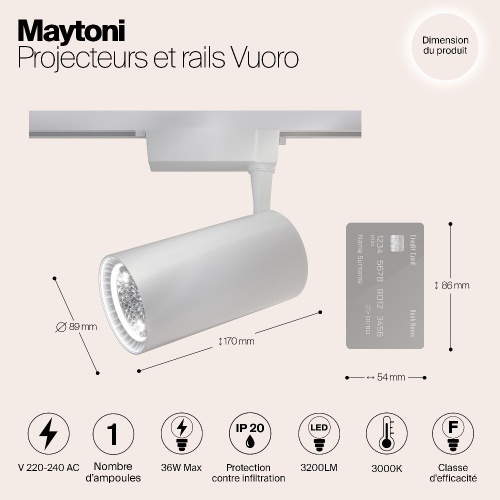 Трековый светодиодный светильник Maytoni TR003-1-40W3K-W Трековый светодиодный светильник Maytoni TR003-1-40W3K-W