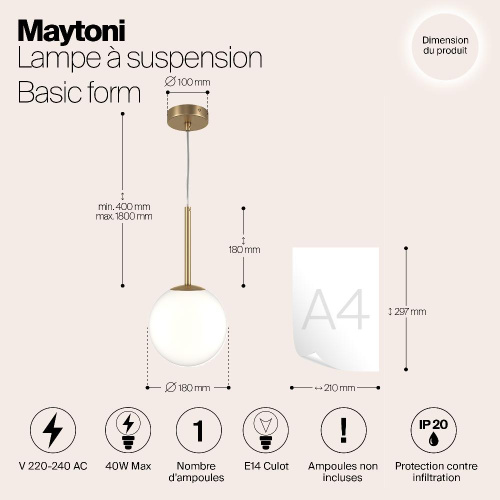 Подвесной светильник Maytoni Basic form MOD321PL-01G2 Подвесной светильник Maytoni Basic form MOD321PL-01G2