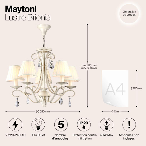 Потолочная люстра Maytoni Brionia ARM172-05-G