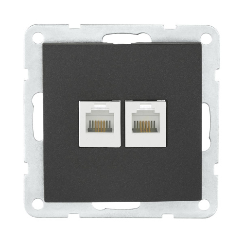Розетка LK Studio компьютерная 2хRJ-45 кат. 5е с накладкой (черный бархат) LK60 866208-1 Розетка LK Studio компьютерная 2хRJ-45 кат. 5е с накладкой (черный бархат) LK60 866208-1