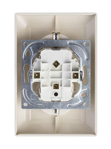 Розетка двойная ABB Basic55 Schuko с/з 16A 250V со шторками безвинтовой зажим слоновая кость 2CKA002021A0379