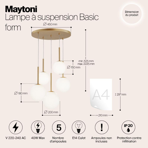 Подвесной светильник Maytoni MOD321PL-05G1