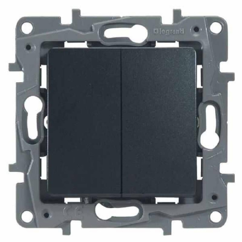 Переключатель двухклавишный Legrand Etika 10A 250V антрацит 672612