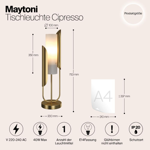 Настольная лампа Maytoni Сipresso Z014TL-01G Настольная лампа Maytoni Сipresso Z014TL-01G
