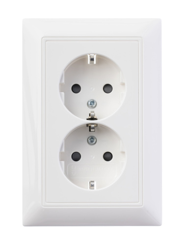 Розетка двойная ABB Basic55 Schuko с/з 16A 250V со шторками безвинтовой зажим альпийский белый 2CKA002021A0378