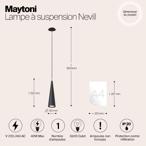 Подвесной светильник Maytoni Nevill P318PL-01B