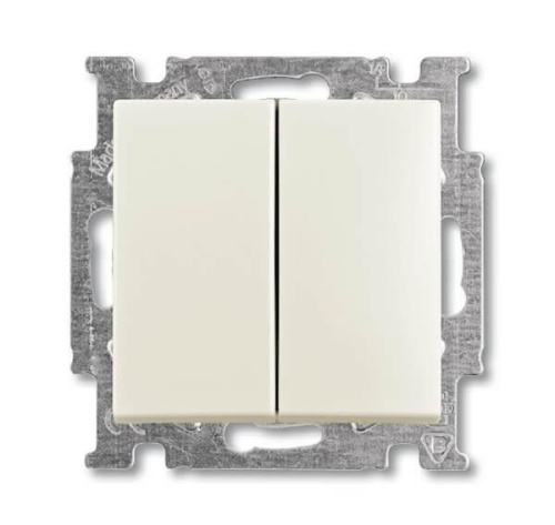 Выключатель двухклавишный ABB Basic55 10A 250V chalet-белый 2CKA001012A2187