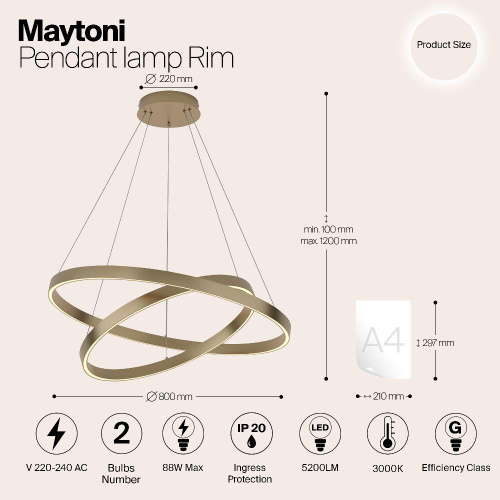 Подвесной светодиодный светильник Maytoni Rim MOD058PL-L74BS4K Подвесной светодиодный светильник Maytoni Rim MOD058PL-L74BS4K