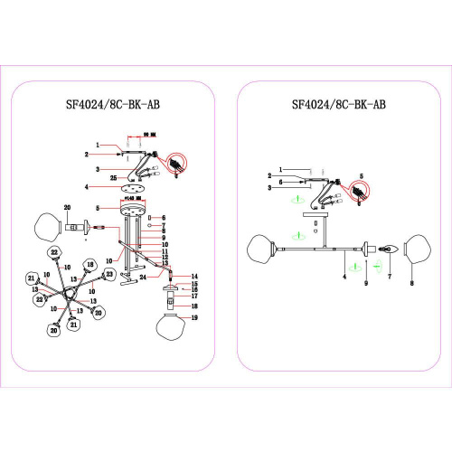 Потолочная люстра Seven Fires Kles SF4024/8C-BK-AB