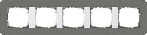 Рамка 5-постовая Gira E3 темно-серый/белый глянцевый 0215413