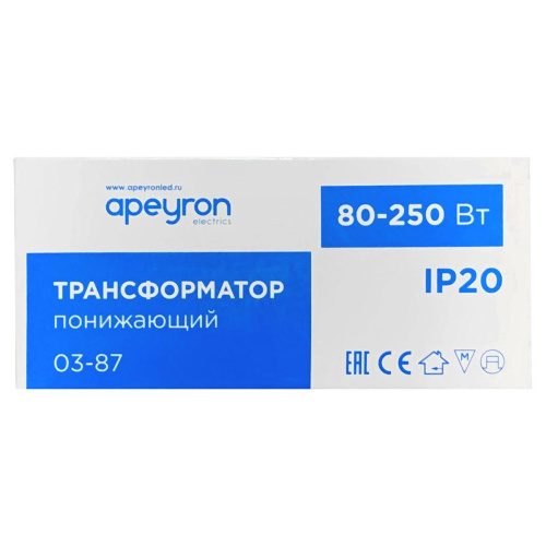 Трансформатор Apeyron AC 12V 80-250W IP20 03-87 Трансформатор Apeyron AC 12V 80-250W IP20 03-87