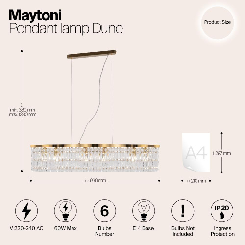 Подвесной светильник Maytoni Dune DIA005PL-06G
