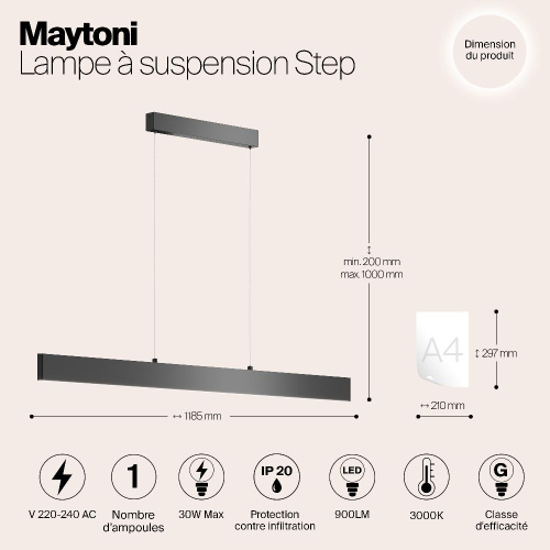 Подвесной светодиодный светильник Maytoni Step P010PL-L30B