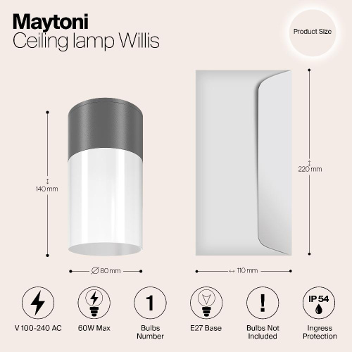 Уличный светильник Maytoni Willis O418CL-01GR
