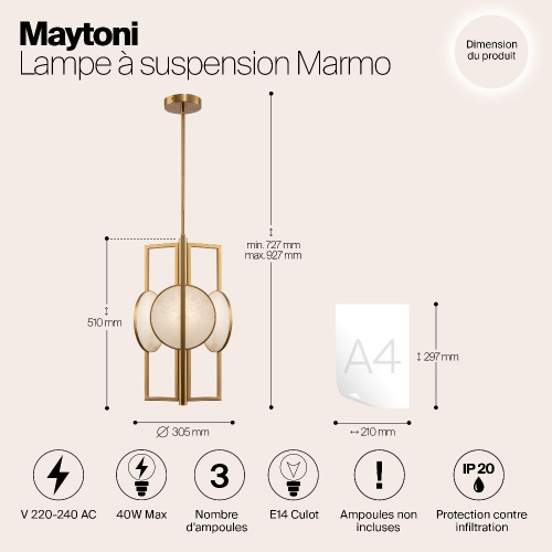 Подвесная люстра Maytoni Marmo MOD099PL-03G
