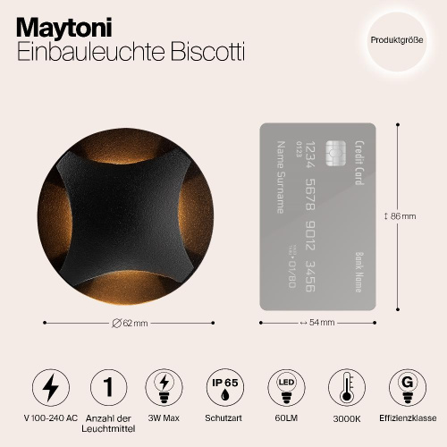 Встраиваемый светодиодный светильник Maytoni Biscotti O036-L3B3K Встраиваемый светодиодный светильник Maytoni Biscotti O036-L3B3K