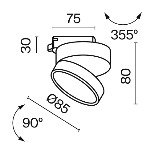 Трековый светодиодный светильник Maytoni Track lamps TR007-1-12W3K-B Трековый светодиодный светильник Maytoni Track lamps TR007-1-12W3K-B
