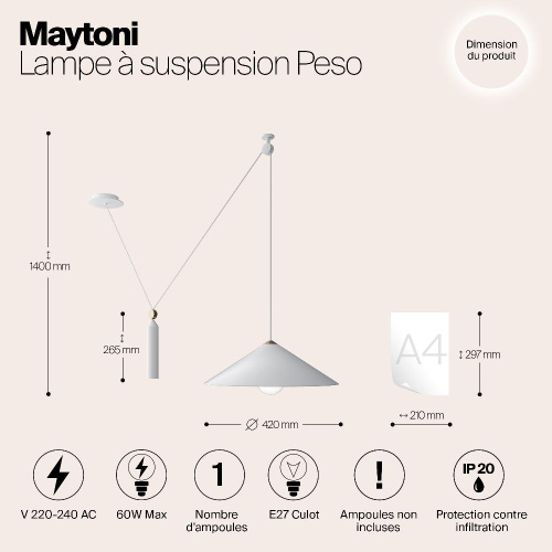 Подвесной светильник Maytoni Technical Peso P080PL-01W Подвесной светильник Maytoni Technical Peso P080PL-01W